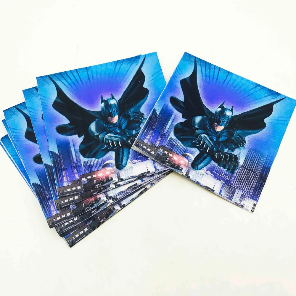 20 шт. милые вечерние бумажные салфетки с рисунком Бэтмена для украшения дня