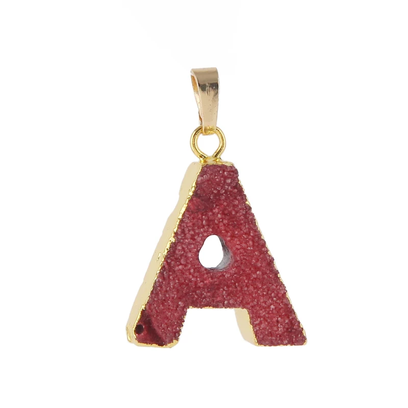 3 шт. алфавит буквы амулеты цифры А природа камень золото Drusy Druzy кулон для