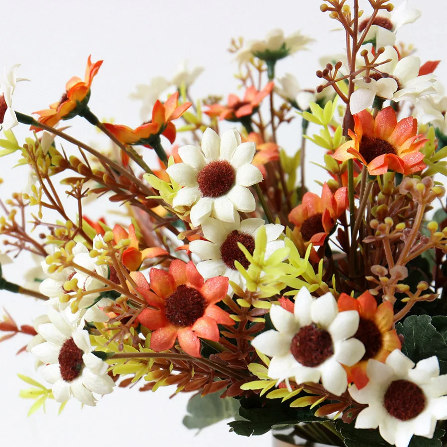 Искусственные ромашки цветы Шелковый букет для дома отель осеннее украшение