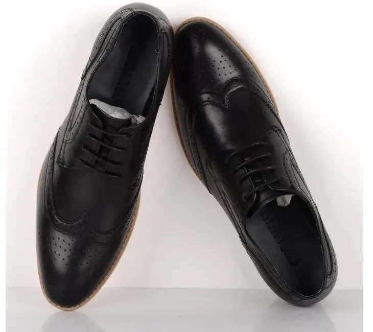 Обувь из натуральной кожи мужская повседневная обувь с острым носком на шнуровке