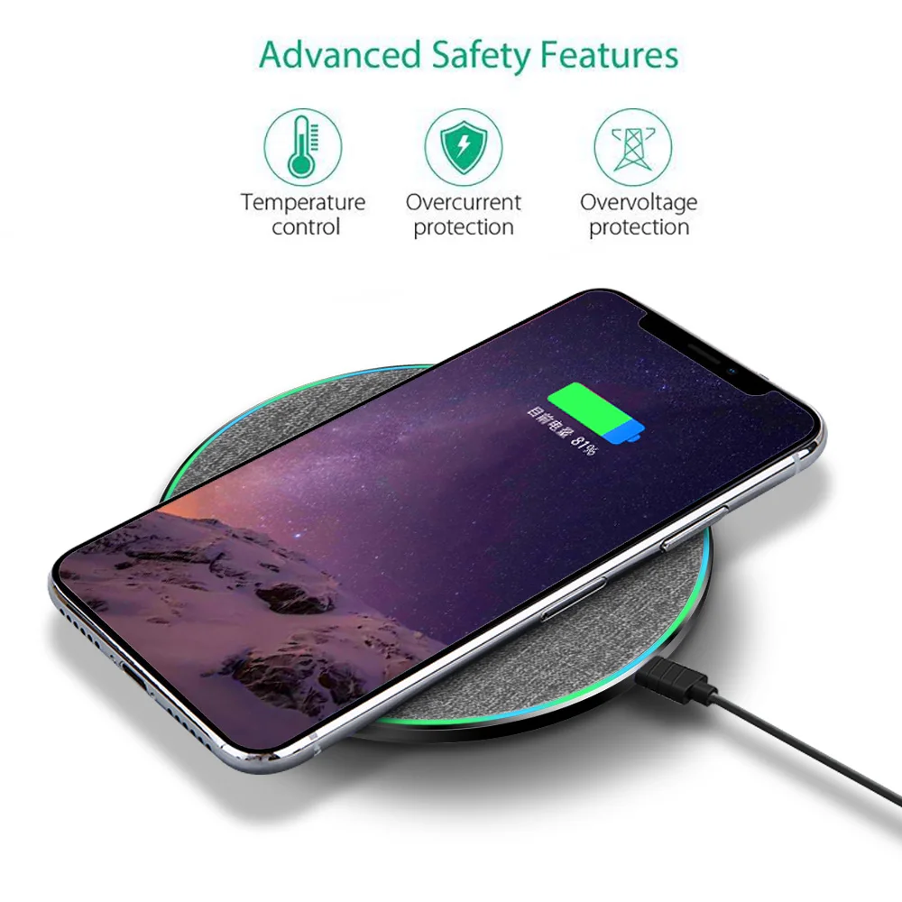 Беспроводное быстрое зарядное устройство FDGAO 15 Вт Qi для iPhone 8 X XR XS Max Airpods 2 10 Вт Быстрая зарядка для Sasmung S10 S9 S8 Note 10 9