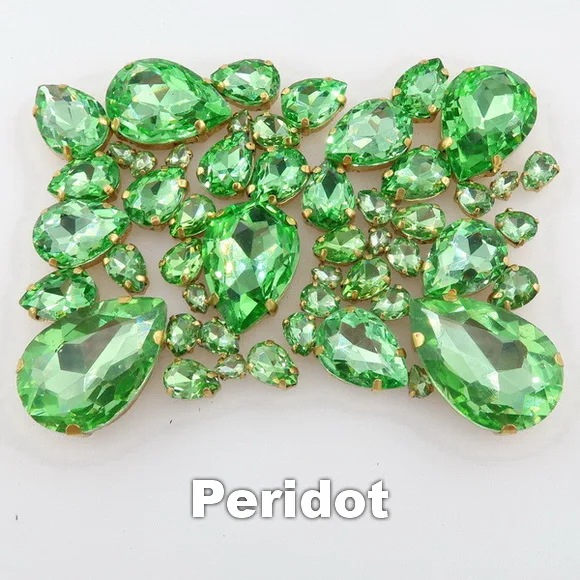 A10 Peridot Серьги в форме капли воды, 7 размеров микс 50 шт./пакет золото коготь настройки хрусталя пришить стразы бусины торжественное платье, обуви, сумок и diy кружевной отделкой - Цвет: A10 Peridot