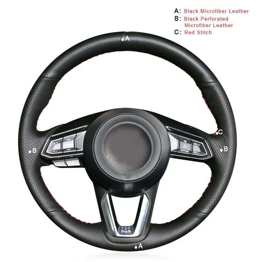 Microfiber Leather Оплетка автомобиля на крышке рулевого колеса для Mazda 3 Axela Mazda 6 Atenza CX-3- CX-5- CX-9 для Toyota Yaris - Название цвета: Microfiber Leather