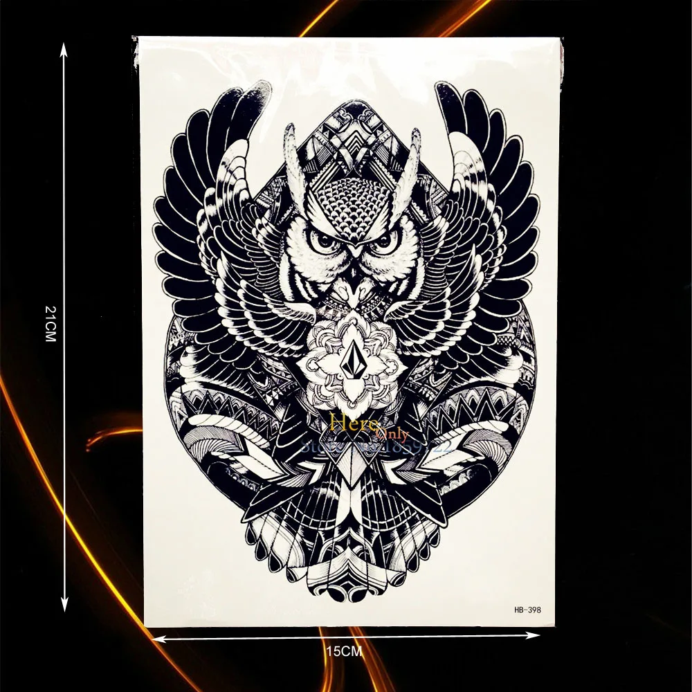 

1PC New Cool Design Geometry Flying Owl Tattoo Sleeve B398 Men Women Body Art Temporary Tattoo Sticker Waterproof Arm Tattoo Owl