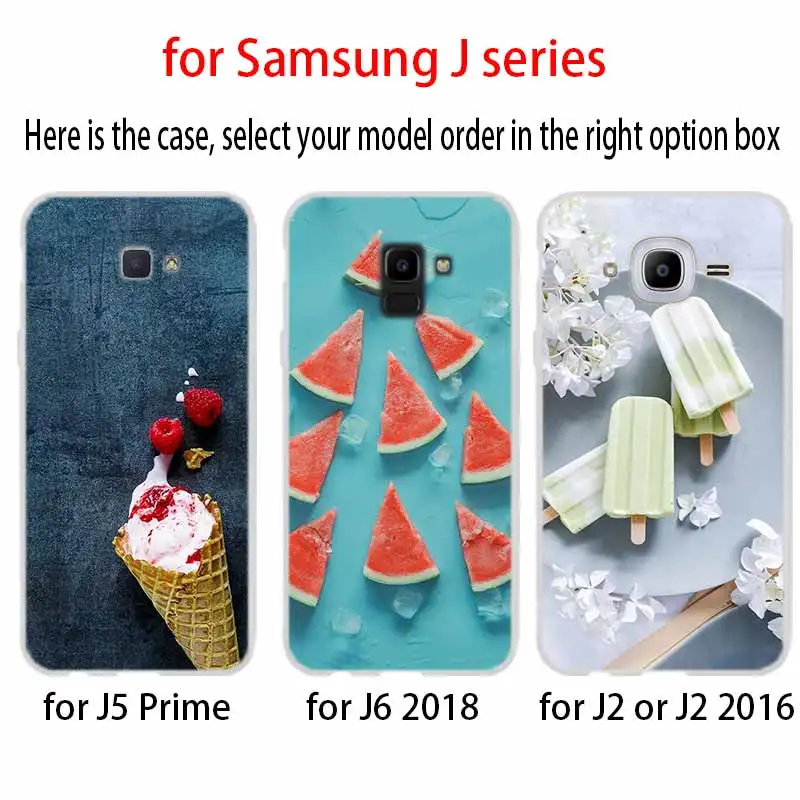 Fruit sugar ice strawberry For Phone Case Samsung Galaxy j6 J8 J7 J5 J3 J4 Plus 2018 2017 2016 J610 Prime Soft Silicone Coque | Мобильные