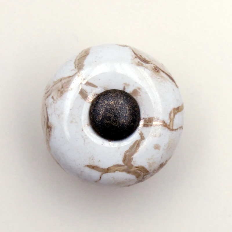 Мраморная керамическая ручка с античной латунной базой и центральной