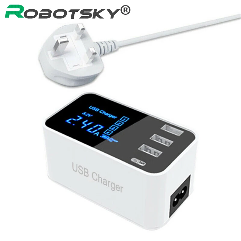 4 порта USB телефон зарядное устройство светодиодный дисплей США/ЕС/Великобритания штекер 3A Max быстрая смарт-зарядка зарядное устройство для мобильных устройств для huawei iPhone samsung