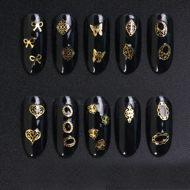 Заклепки для ногтей ультратонкие Полые Цветы луна Бабочка смешанный стиль