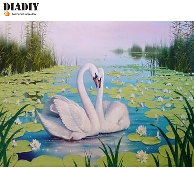DIADIY 5D DIY полностью квадратная/круглая Алмазная картина любовь лебедя вышивка