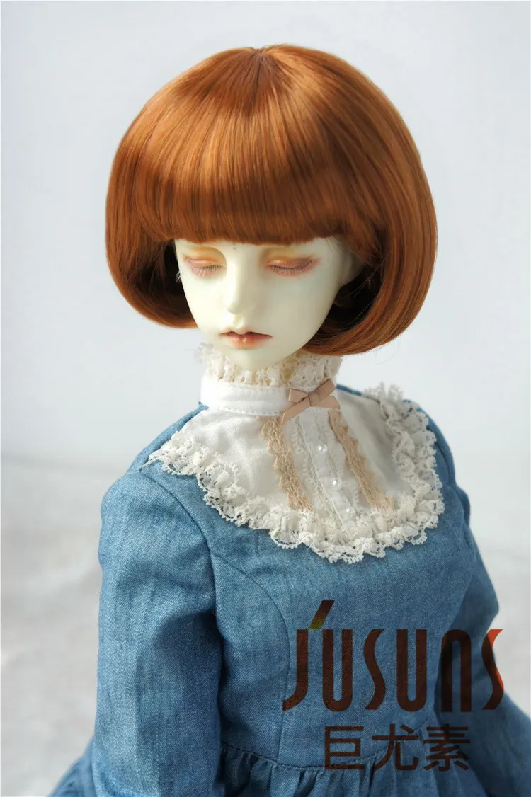 8-9inch lightcarrot JD478 1/4 1/3 милый парик-Боб с полным взрыва BJD парик Размер 7-8 дюймов 8-9 дюймов кукольные волосы высокого качества Модные кукольные парики - Цвет: 8-9inch lightcarrot