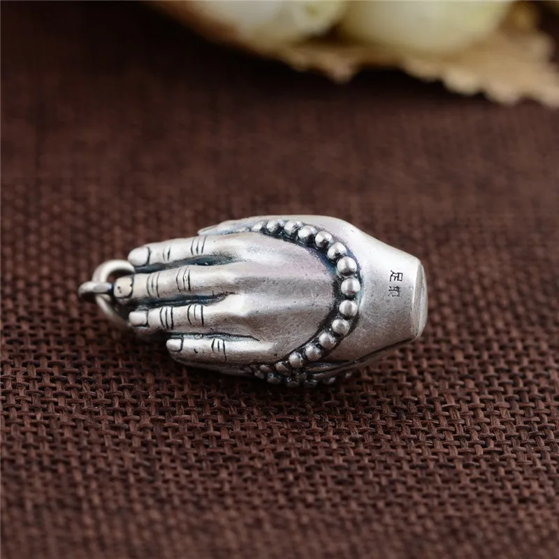 BESTLYBUY подлинное серебро 925 пробы подвеска Будды двойная рука 100% чистый S925 твердые