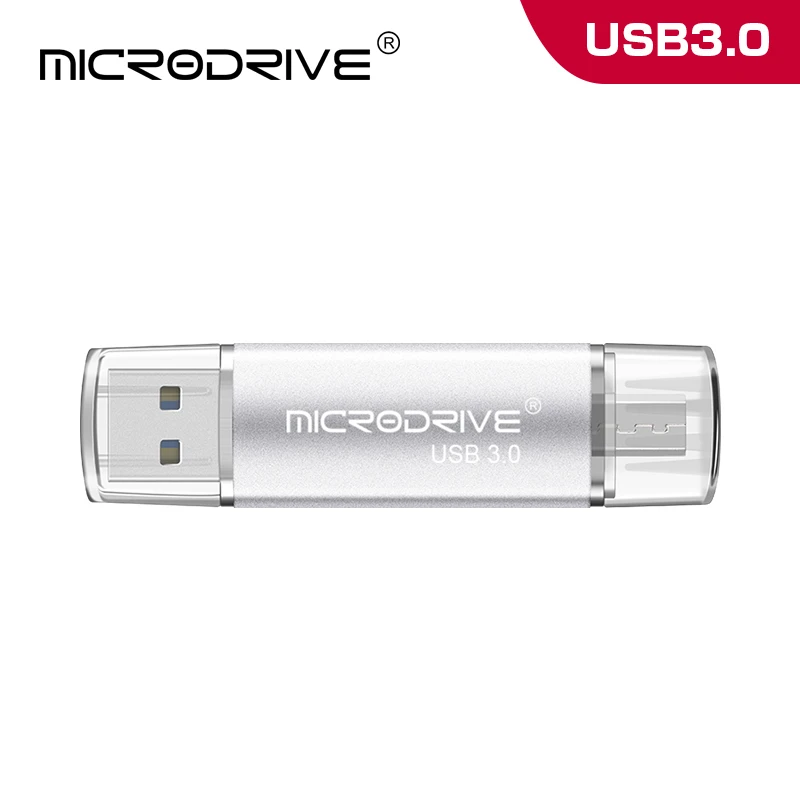 Полная емкость Usb 3,0 OTG USB флеш-накопитель для смартфонов/планшетов/ПК 16 ГБ 32 ГБ 64 Гб 128 ГБ флеш-накопитель высокоскоростной флеш-накопитель - Цвет: Серебристый