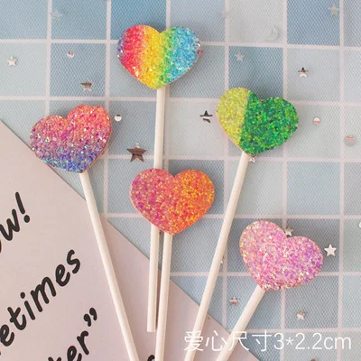 5 шт. блестящие украшения для торта в виде сердца розового и синего цвета | Дом сад