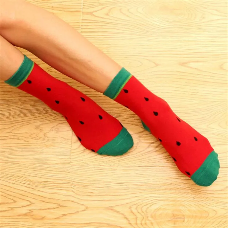 Новые женские носки в стиле Харадзюку фрукты хлопок новинка арбуз ананас|women