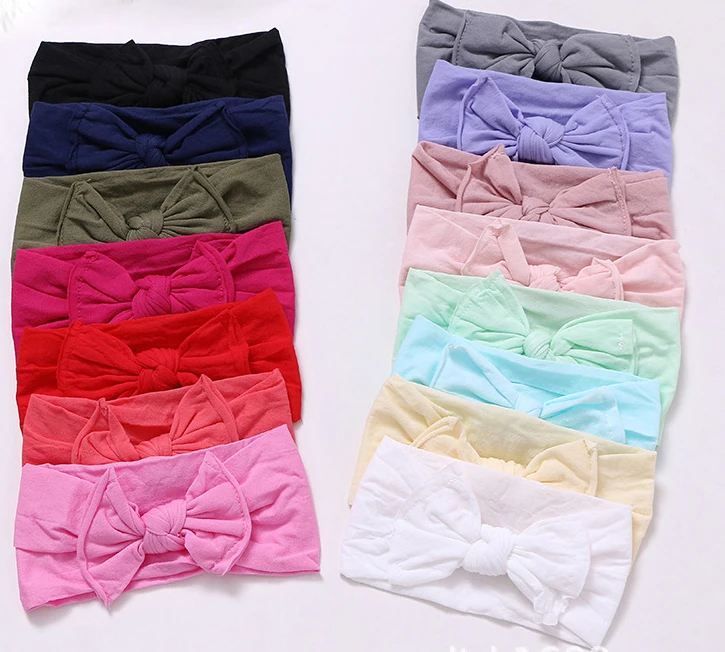 

15pc/lot Soft Wide Nylon Headband Turban,Nylon Bow Headband Knot Bow Hairband Headwraps,Children Kids Girls Hair Accessories