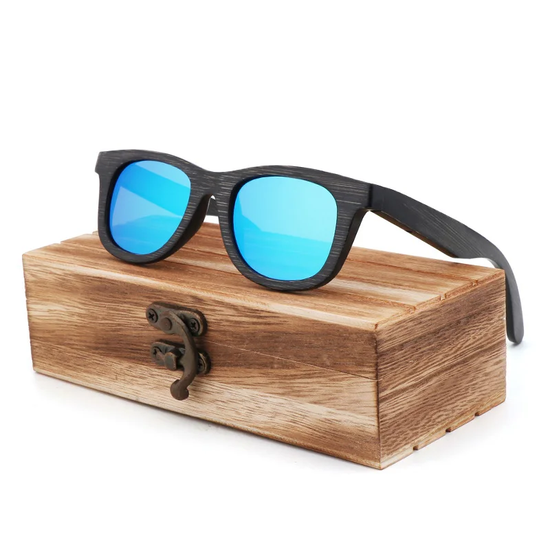 Blue Wood Box Новинка; в стиле ретро; в тренде поляризованные детские солнцезащитные очки бамбуковые деревянные солнцезащитные очки анти-солнцезащитные очки линзы TAC UV400 солнцезащитные очки - Цвет линз: Blue Wood Box