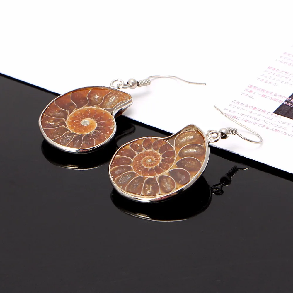 Натуральная Улитка аммония спираль Whorl раковины Подвеска из окаменелостей