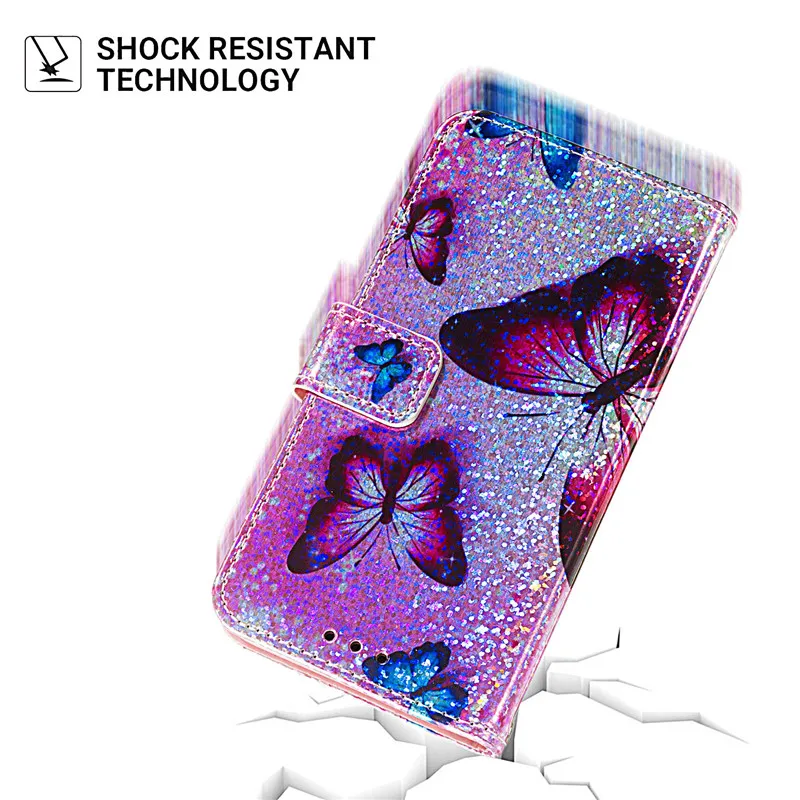 

Wekays Cover For Samsung Galaxy A50 Cartoon Butterfly Glitter Leather Fundas Case For Samsung Galaxy A20 A30 A40 A70 Cover Cases