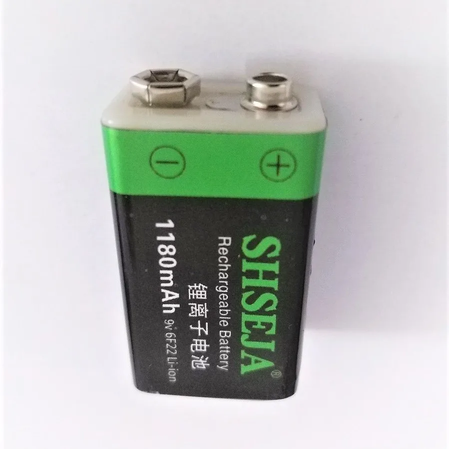 

6 шт. USB 9 В аккумуляторная батарея 1180 мАч 6F22 литий-ионный элемент для беспроводного микрофона, гитарного эквалайзера, дымовая сигнализация, м...