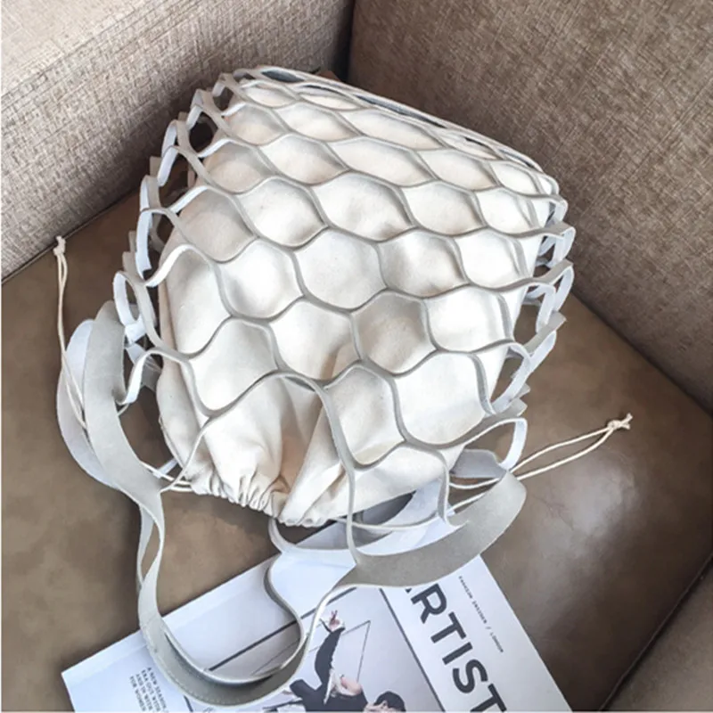 Женская ажурная Сумка тоут повседневная плетеная Сетчатая в Корейском стиле