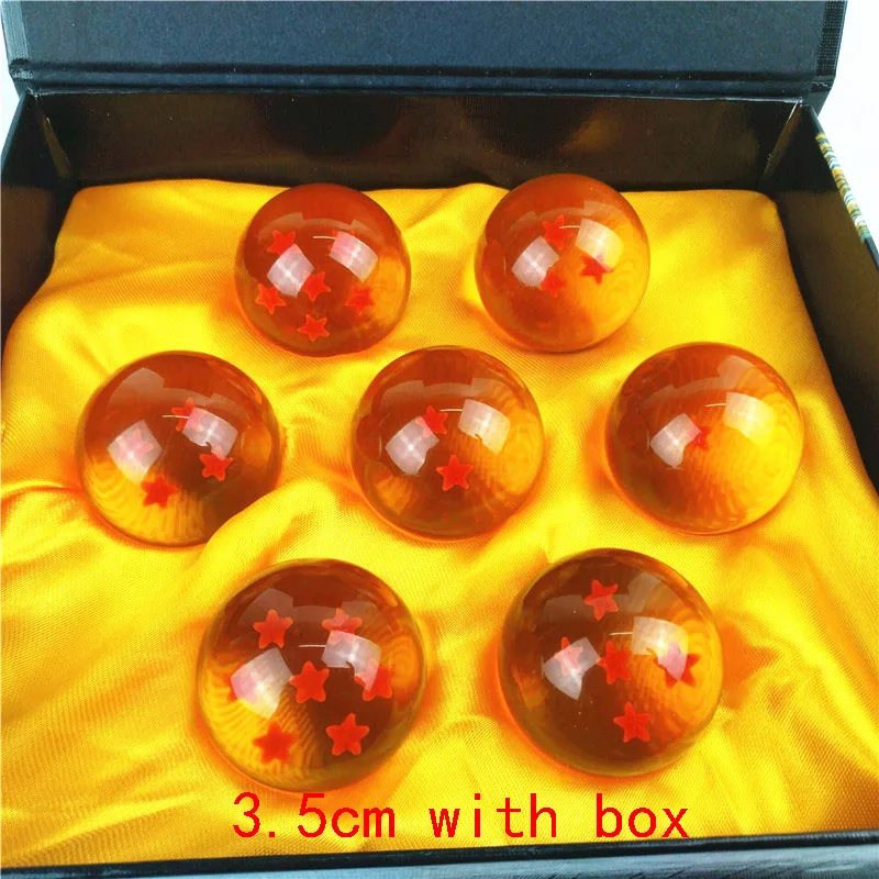 3.5cm with box Dragon ball Z фигурка Shenron Shenlong Dragon ball фигурки дракона+ 7 хрустальных Драконовых шаров 4,2 см+ 1 полка brinquedos - Цвет: 3.5cm with box