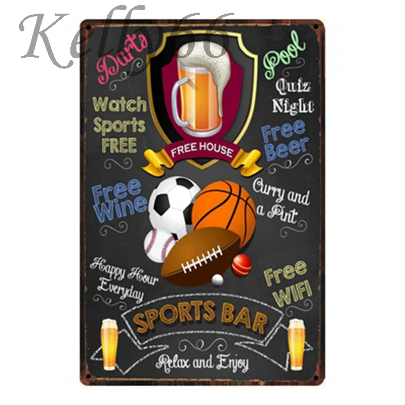 

[ Kelly66 ] Football Basketball Tin sign Poster Home Decor Pub Iron Painting 20*30 CM Size y-1019