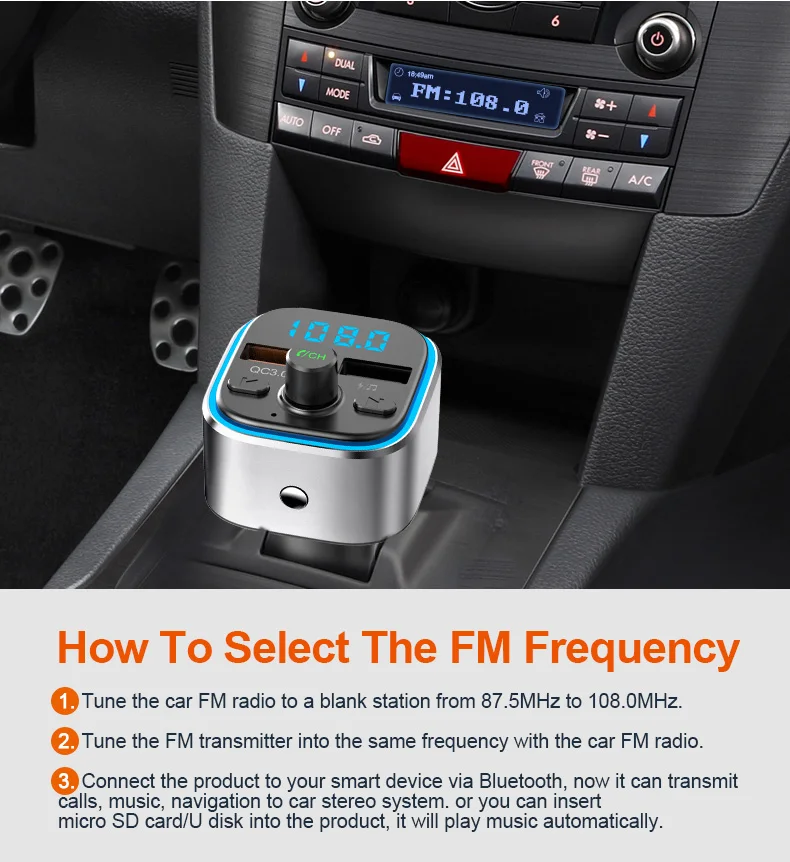 CDEN Автомобильный mp3 музыкальный плеер без потерь Bluetooth 5,0 приемник fm-передатчик быстрая QC3.0 автомобильное зарядное устройство Автомобильная атмосферная мигающая лампа