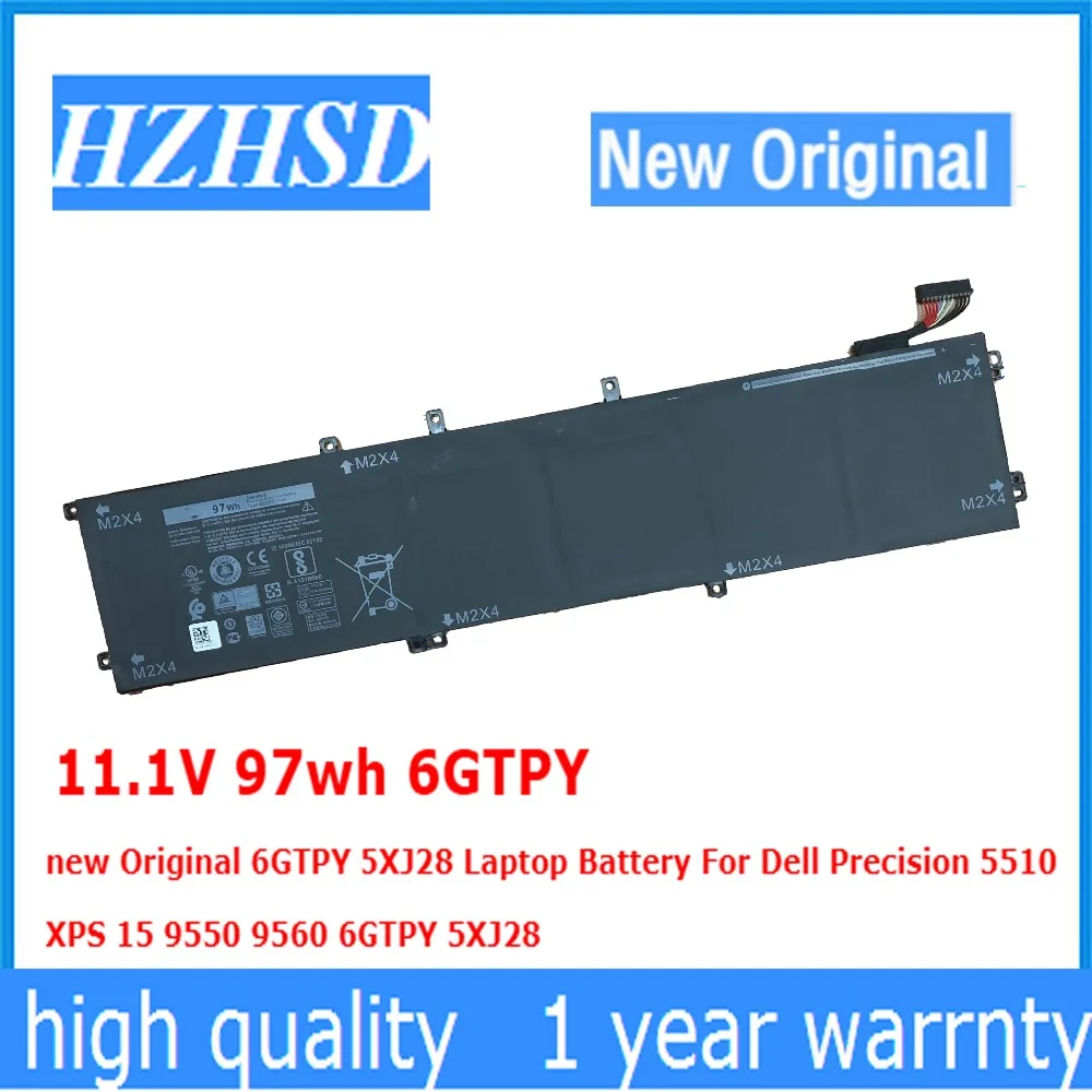 

11.4V 97wh 6GTPY new Original 5XJ28 Laptop Battery For Dell Precision 5510 XPS 15 9550 9560 9570 6GTPY 5XJ28