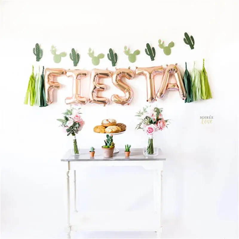 11 шт. Kuchang 16 дюймов розовое золото FIESTA Письмо шар ALOHA воздушный шар баннер С КАКТУСОМ фрукты летние вечерние украшения для свадьбы и дня рождения - Цвет: only letter