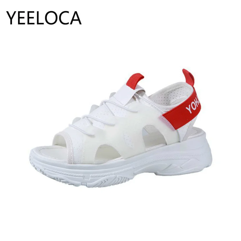 Сандалии YEELOCA женские на платформе увеличенные белые повседневные босоножки