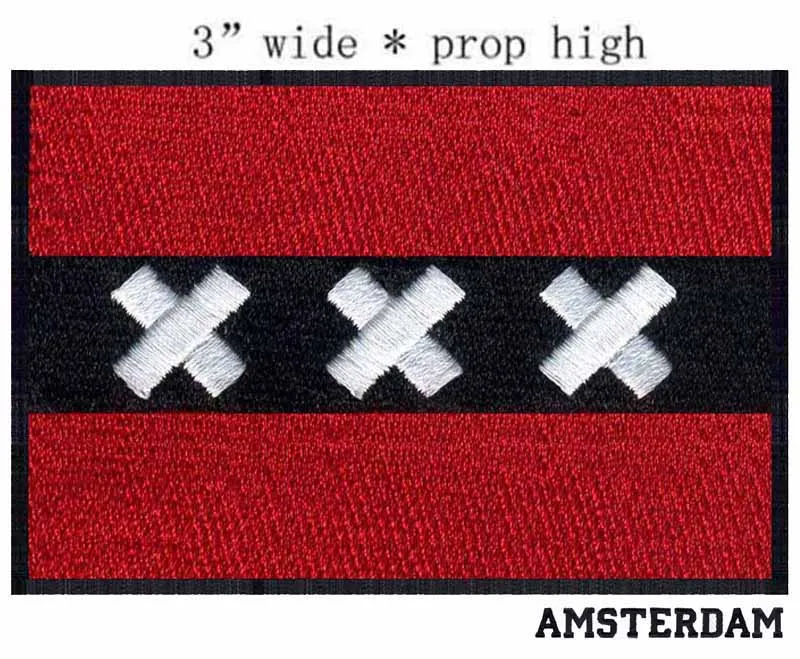 Амстердам Нидерланды флаг 3 дюйма широкая вышивка нашивка Для арки/красные