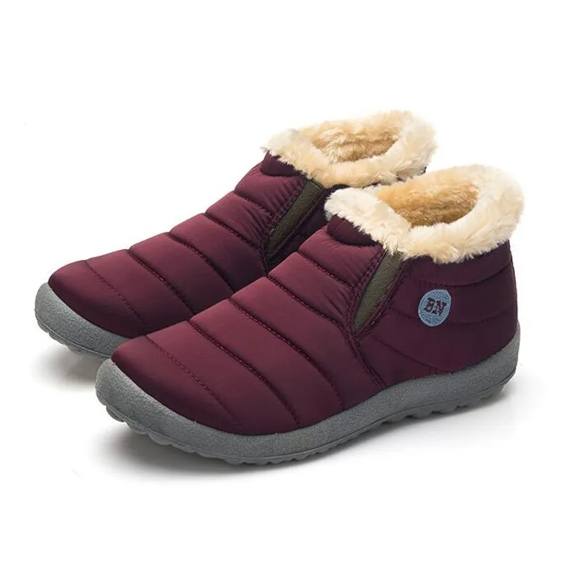 Size35-48; женская зимняя обувь из водонепроницаемого материала; пара зимних ботинок унисекс; Теплые повседневные ботинки на меху с нескользящей подошвой