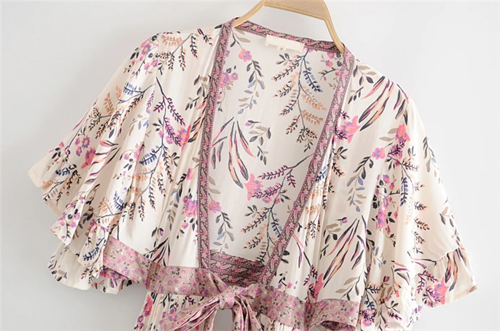 Boho шикарное летнее винтажное асимметричное женское платье с цветочным принтом Новая мода открытая спина с поясом пляжные платья Vestido Mujer