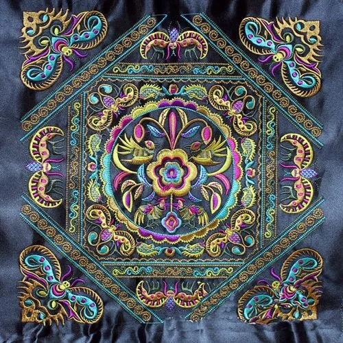 Miao-parche bordado de tela satinada para el hogar, bolsa de ropa, apliques textiles para el hogar, adorno étnico, tribal, indio, bohemio, gitano, hmong DIY