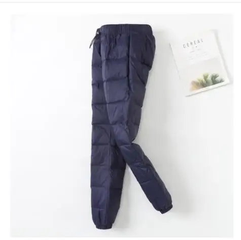 Jvzkass Winter down trousers women wear slim casual sports pants high waist thick warm fashion trousers feet pants Z232 - Цвет: Navy