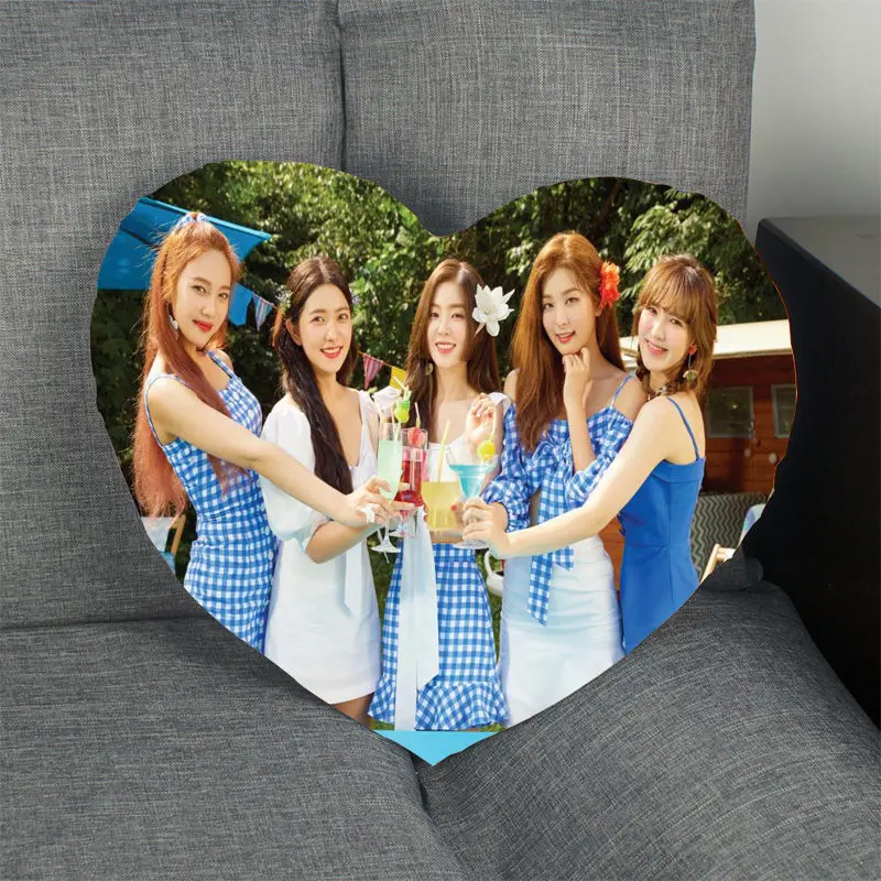 

2020 New Kpop Pillow Case Red Velvet Heart Shape Satin Fabric Pillow Cover For Home Bedroom Wedding Decorate Pillow Cases