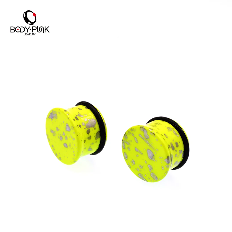 1 пара желтые ушные пробки и туннели для плоти растягивающие манометры