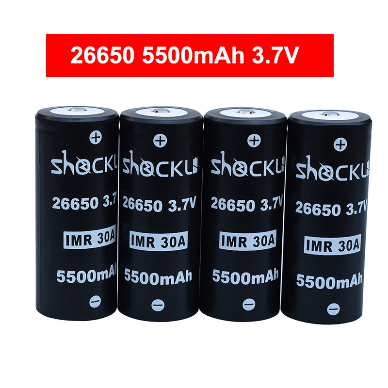 Shockli 26650 5500mAh 3,7 V литий-ионная аккумуляторная батарея 30A 26650 литиевая батарея подходит для высокомощного фонарика Emisar D4s TC20