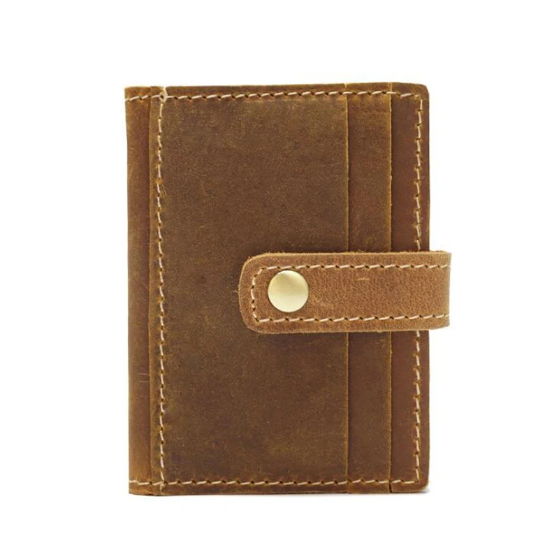 Кожаный мужской кошелек винтажный маленький cartera hombre два сложения короткий на
