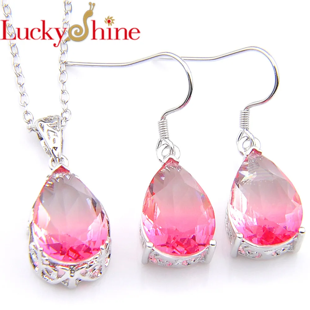 Luckyshine модные розовые турмалиновые подвески в форме капли медовой воды с
