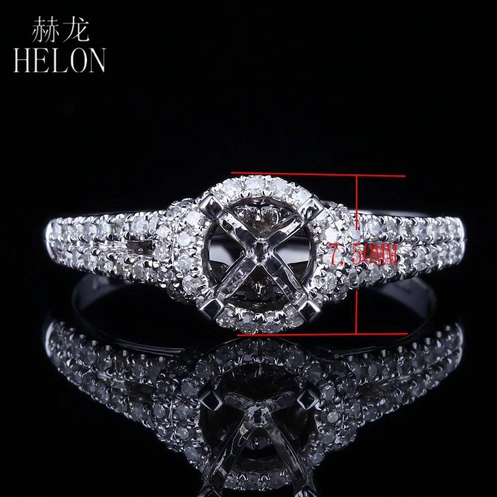 Helon стоит SOLID 14 К White Gold Pave 0.35ct из натуральной diamond 5.5-6.5 мм круглая огранка полу крепление Обручение обручальное кольцо