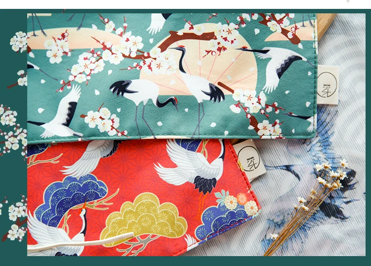 Ukiyoe кран серии ролик ручка сумка Качество школьные принадлежности канцелярские принадлежности подарок Винтаж Пенал школьный симпатичный Карандаш сумка Школьные Инструменты