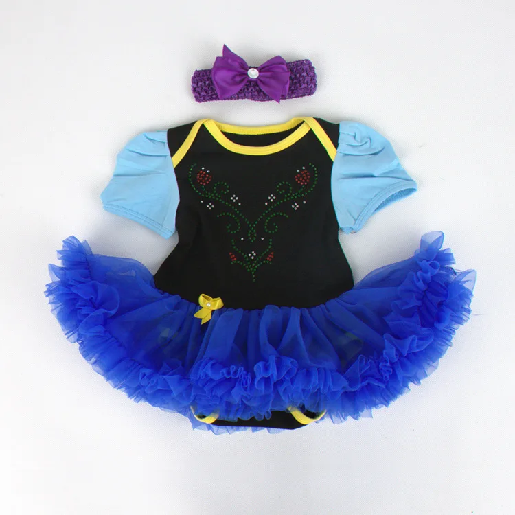 Костюм Эльзы для маленьких девочек кружевное платье-комбинезон + повязка на