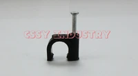 freeshipping circle nail cable clamp clips 4 5 6 7 8 9 10 mm for wire plastic c shape black with fixing nails