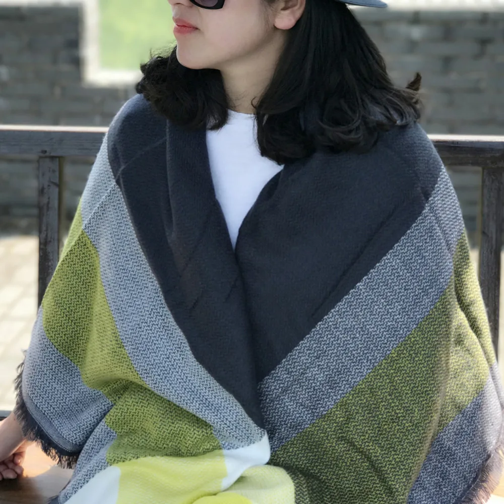 2017 Новый дизайнерский треугольный шарф из акриловой пашмины модная клетчатая