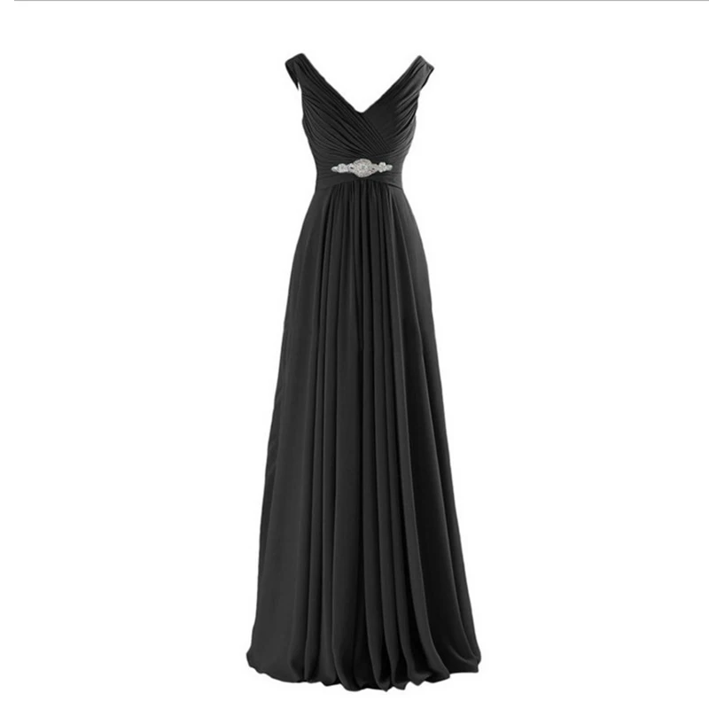 Женское шифоновое платье подружки невесты длинное ТРАПЕЦИЕВИДНОЕ ПЛАТЬЕ С V