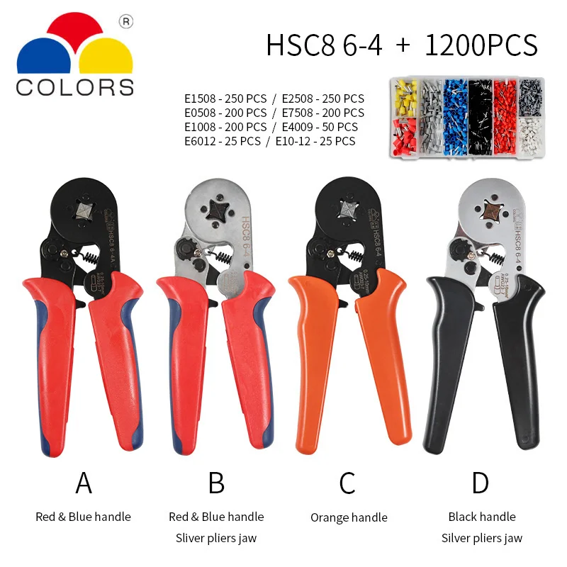 HSC8 обжимные клещи 0 25 10mm2 6 4/6 6mm2 Тип трубки иглы Набор клеммных коробок мини