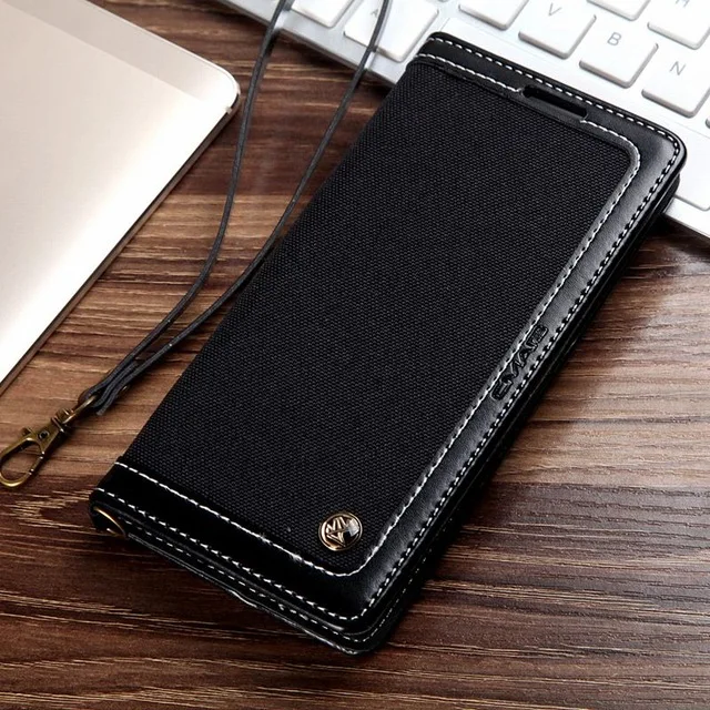 black Джинсовый кожаный чехол для samsung Galaxy S10 S9 S8 Plus, Магнитный слот для карт, кошелек, откидная крышка, чехол для samsung S7 Edge Note 9 8, чехол - Цвет: black