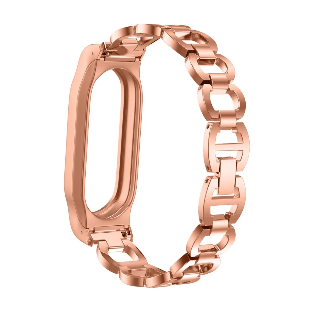 Rose Gold Ремешок для часов, браслет из нержавеющей стали с цепочкой, ремешок для смарт-часов, ремешок для Xiaomi Mi, 2, дропшиппинг#27 - Цвет: Rose Gold