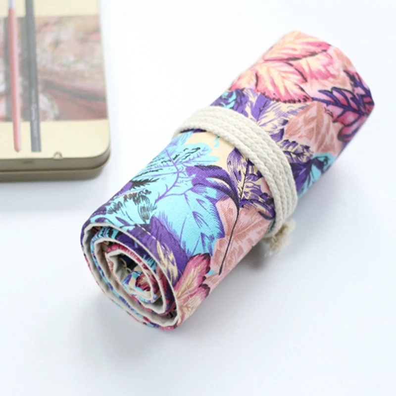 Школьный пенал холст ручная работа сумки для карандашей 36 отверстий рулон сумка